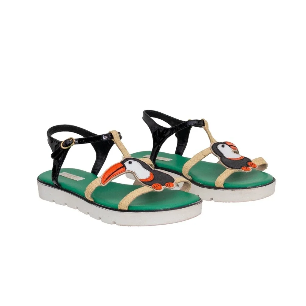 DOLCE & GABBANA BAMBINO SHOES TOUCAN SANDALS T-STRAP sz EU 37 UK 4 23.5cm
